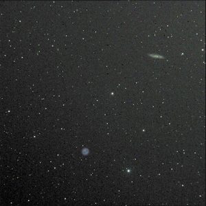 M108 cigar galaxy above, and the relatively nearby M97 "Owl" nebula, a planetary (only because it's round).
